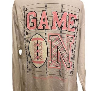 Jadelynn Brooke Game On Pink and White Long Sleeve Tee Sz M